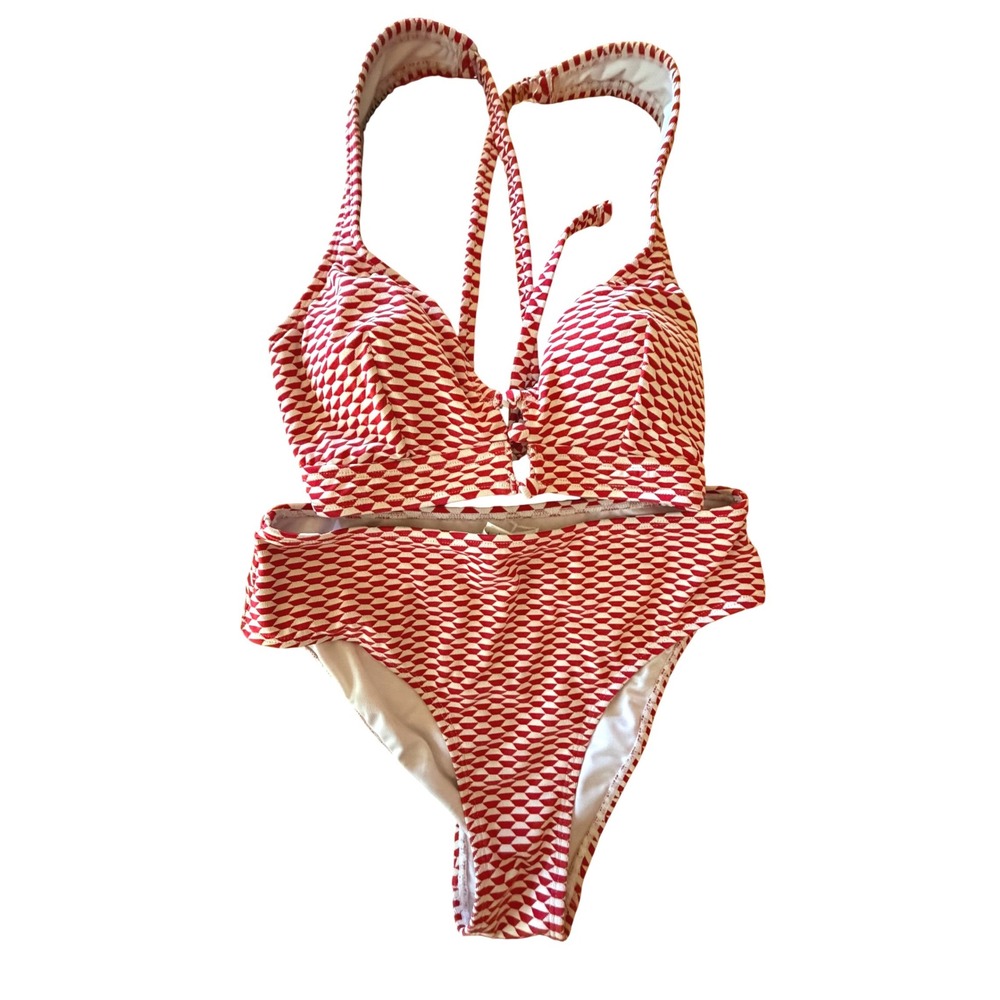 Marine Serre Red White Geometric Diamond Knit Mini Skirt DAA12C5M003EC Small